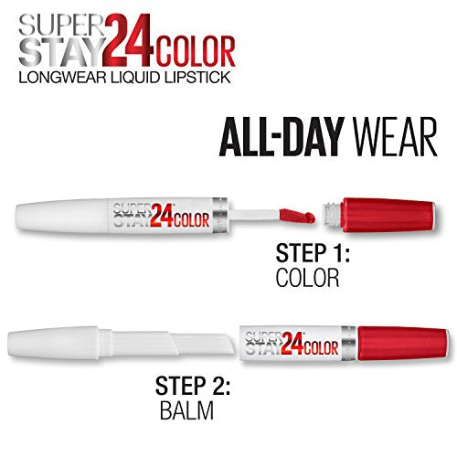 Maybelline New York SuperStay 24 2-Step Liquid Lipstick Makeup, Steady Red-Y, 1 kit