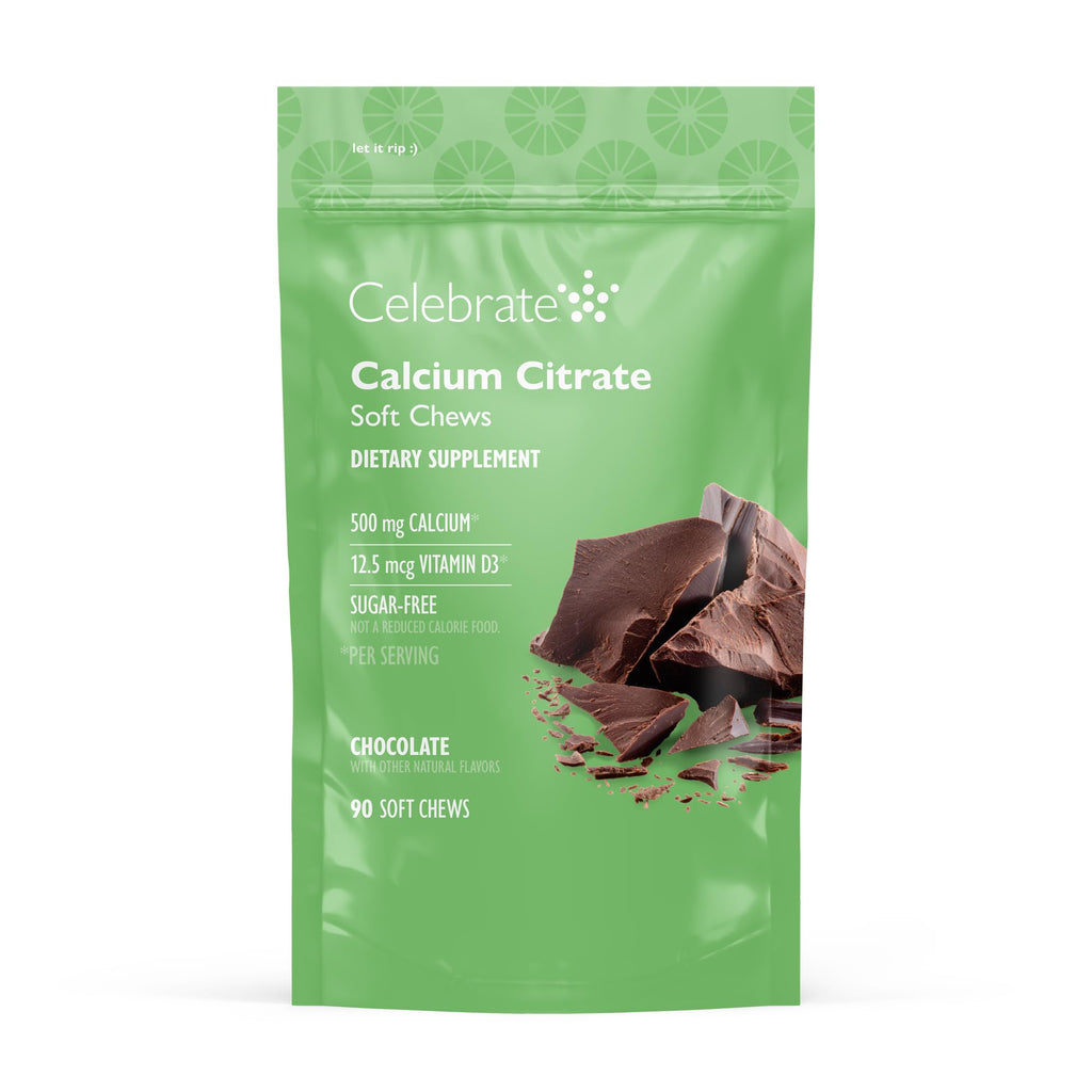 Celebrate Vitamins Bariatric 500mg Calcium Citrate Soft Chews with 500 IU Vitamin D3 – Essential for Gastric Bypass Patients & Bone Health - Sugar & Gluten Free, Chocolate (90 Chews)