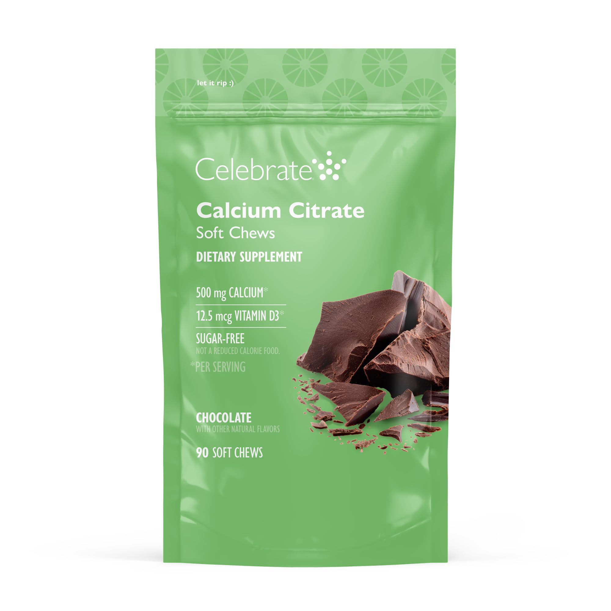 Celebrate Vitamins Bariatric 500mg Calcium Citrate Soft Chews with 500 IU Vitamin D3 – Essential for Gastric Bypass Patients & Bone Health - Sugar & Gluten Free, Chocolate (90 Chews)