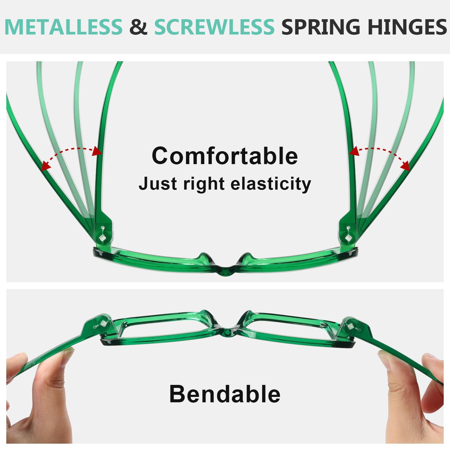 Eyekepper Huge Metalless Reading Glasses with Screwless Spring Hinges 6 Pack Oversized Readers for Women +2.50