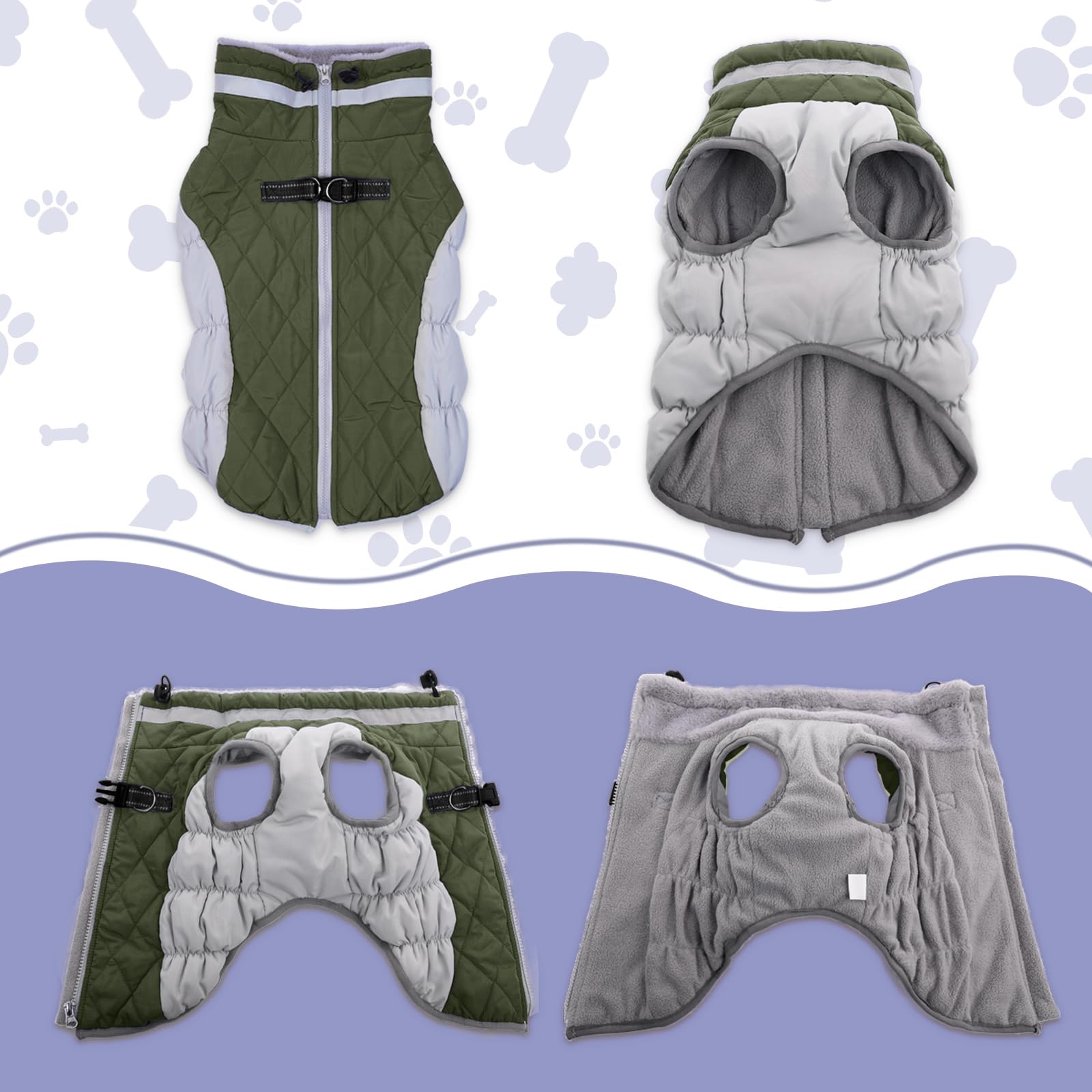 Chaqueta de invierno para perro con arnés integrado