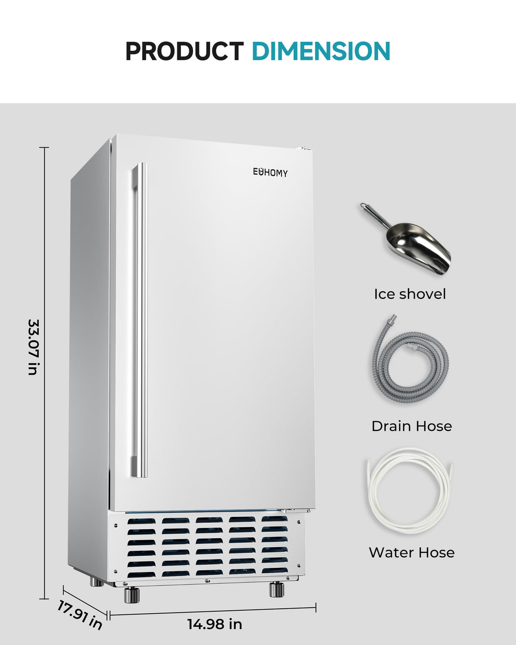 Especificaciones de la máquina de hielo EUHOMY nugget 70 lbs