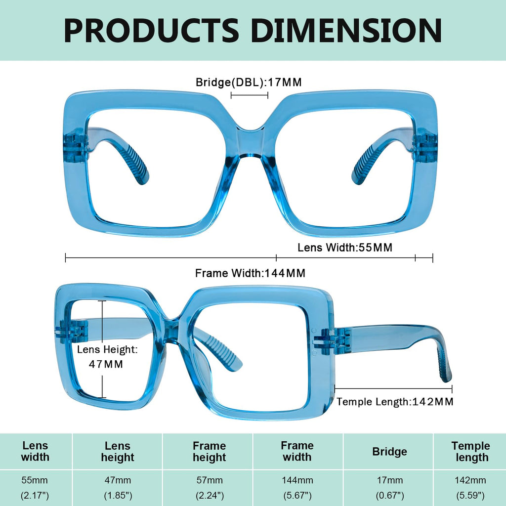 Eyekepper Huge Metalless Reading Glasses with Screwless Spring Hinges 6 Pack Oversized Readers for Women +2.50