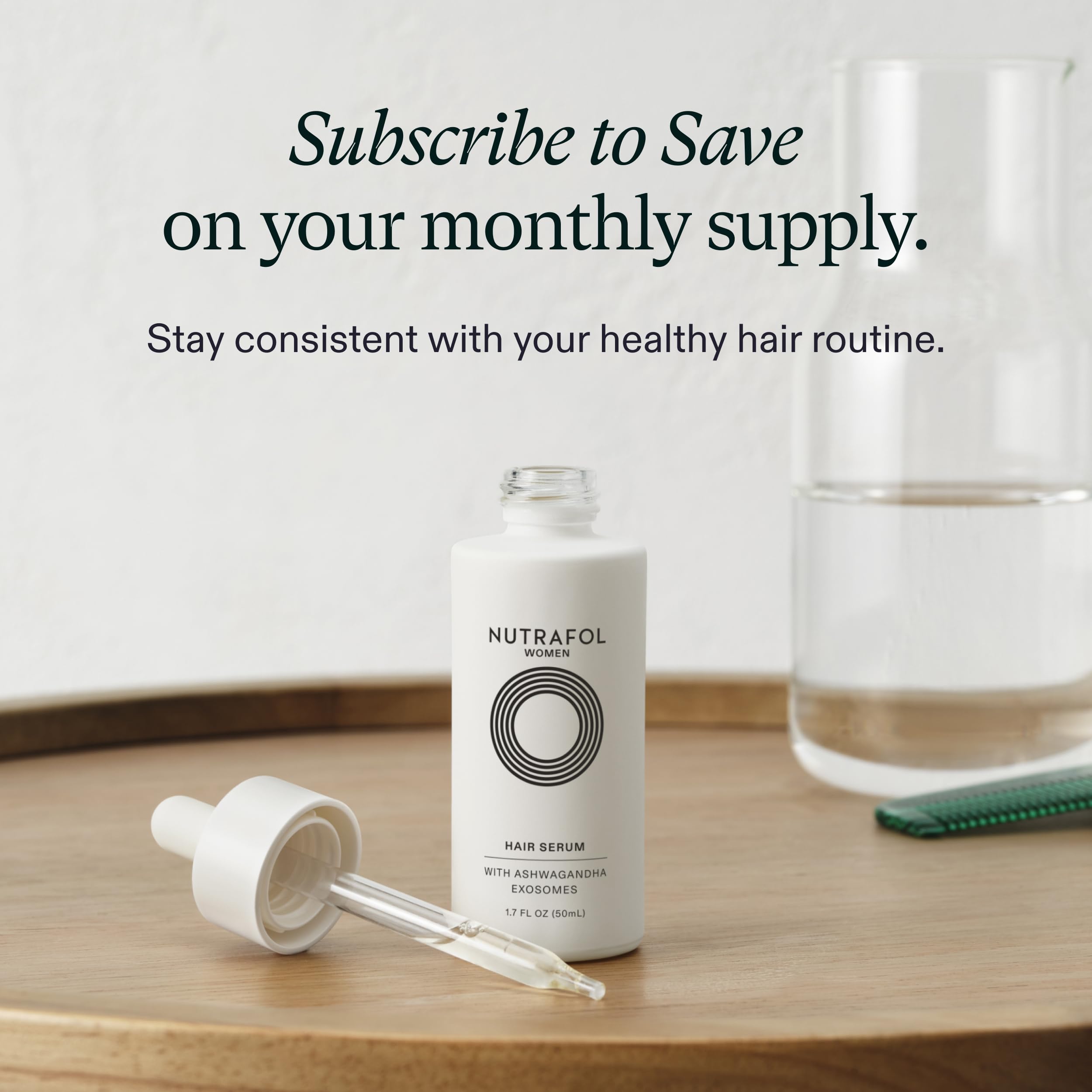 Nutrafol Women's Hair Serum, Safe for Hair Extensions and Color, for Visible Thickness and Strength, Vegan, Lightweight and Fast-Absorbing - 1.7 Fl Oz, Pack of 2