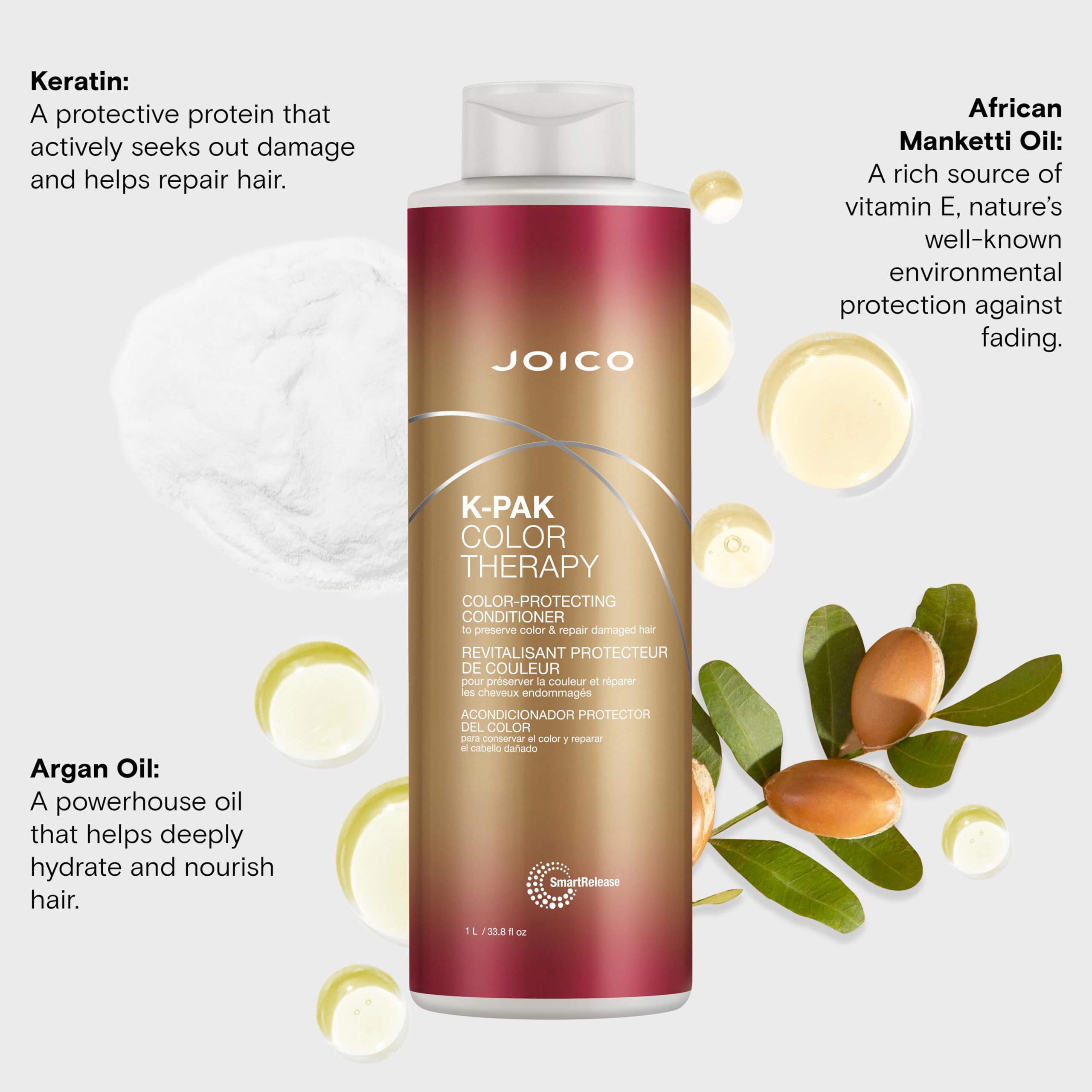 Joico K-PAK Color Therapy Color-Protecting Conditioner | For Color-Treated Hair | Boost Shine & Elasticity | Repair Breakage | Rebuild Damaged Hair | With Keratin & Argan Oil | 33.8 Fl Oz