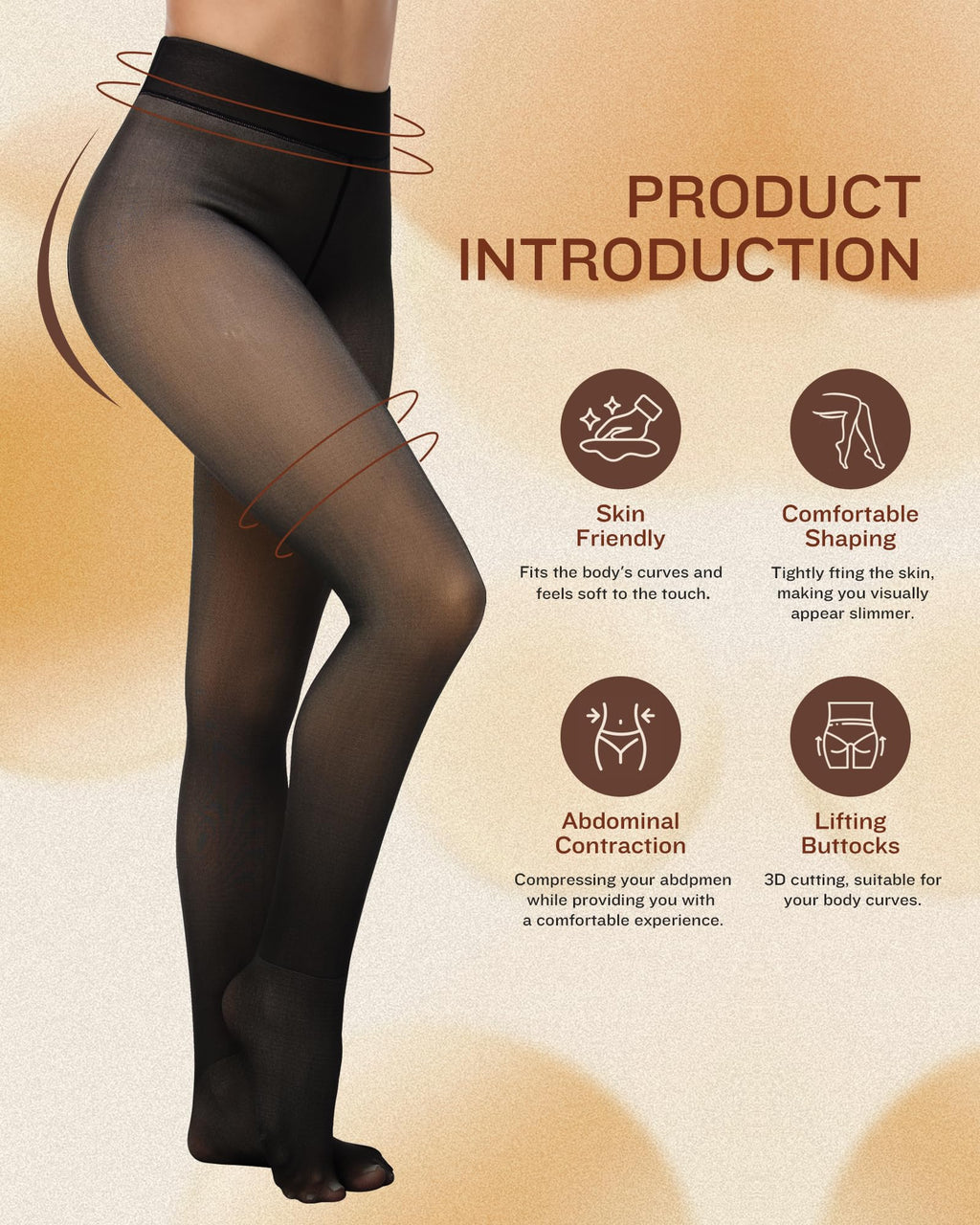 CHRLEISURE Women's Fleece Lined Tights - Fake Sheer Warm Pantyhose Thick Winter Leggings(TR Black, M/L)