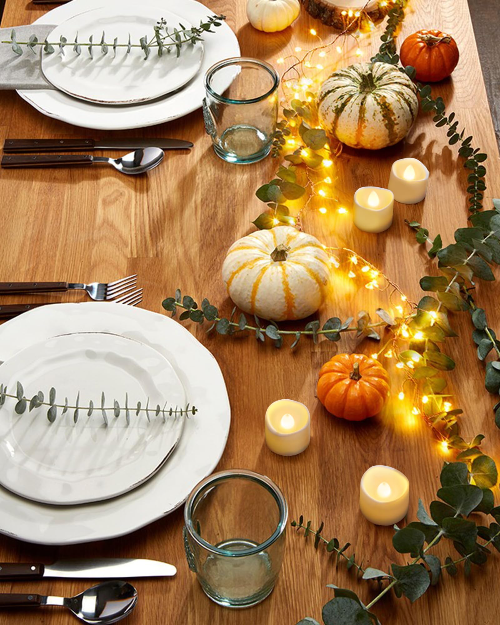 Homemory 24Pcs Flickering Flameless Candle Battery Operated, 200+Hours Fake Electric LED Tea Lights for Votive, Centerpiece Table Decorations, Wedding, Aniversary, Halloween, Christmas