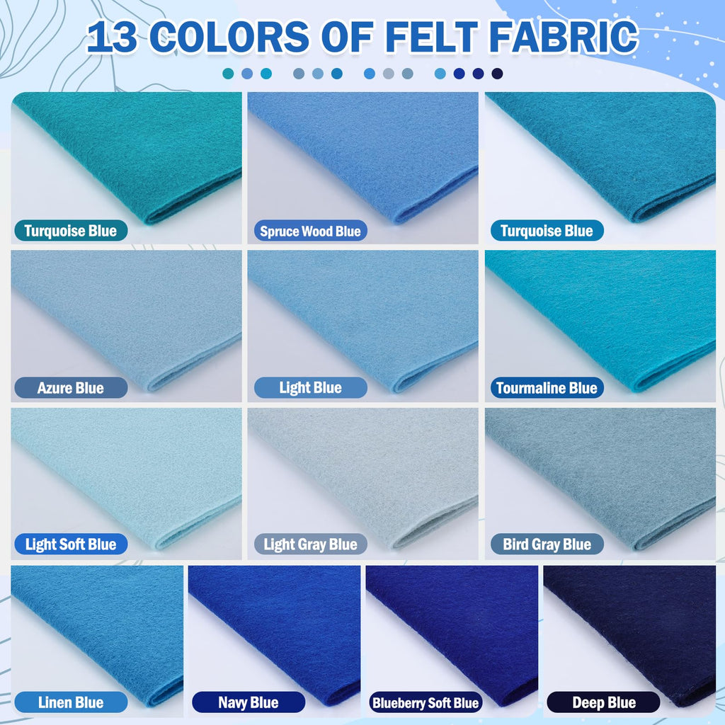 Telas de fieltro de colores azules para artes y manualidades