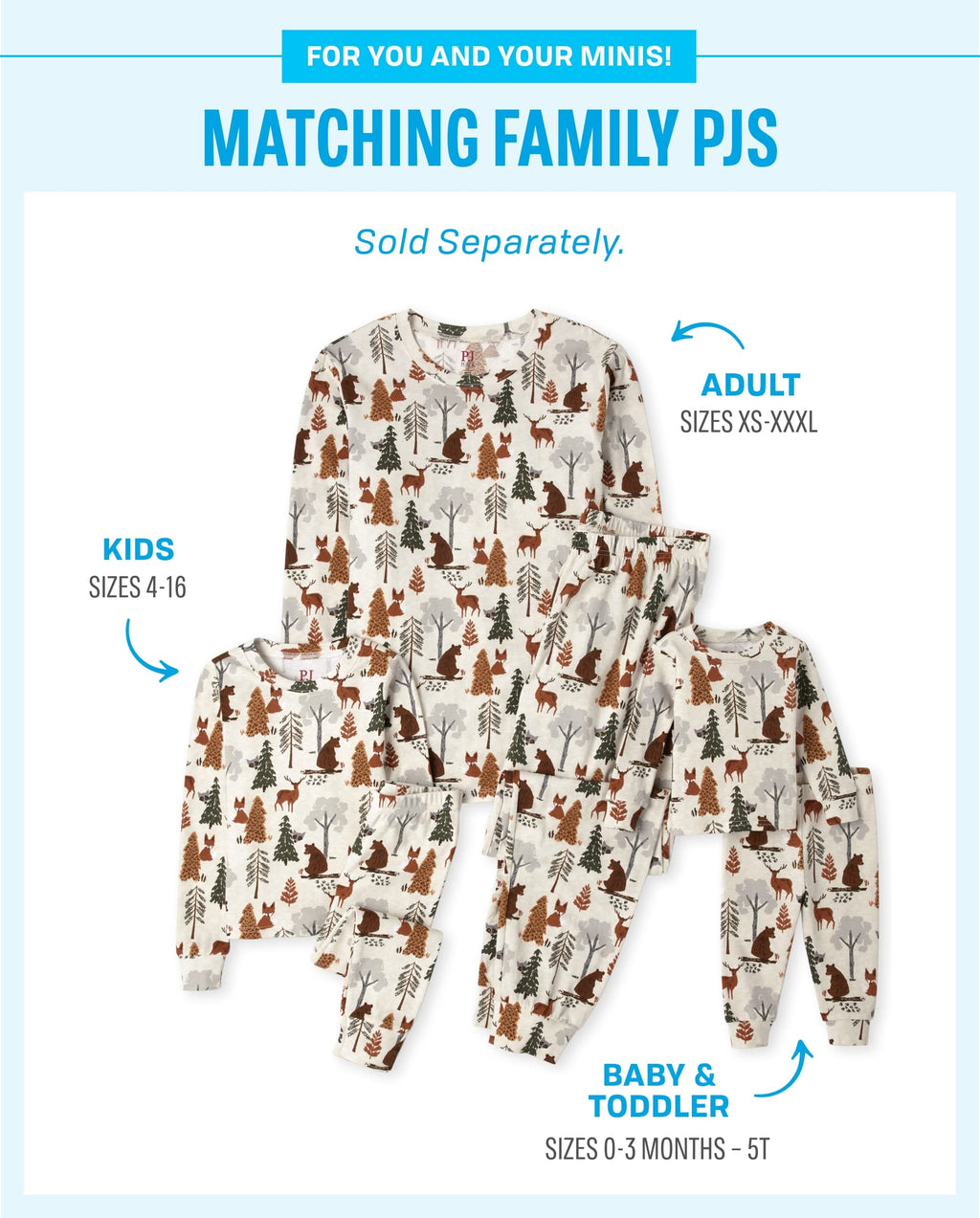 Pijama Infantil The Children’s Place – 2 Piezas, 100% Algodón, Ajuste Ceñido, Manga Larga | Estampado Woodland (Bosque y Animalitos)