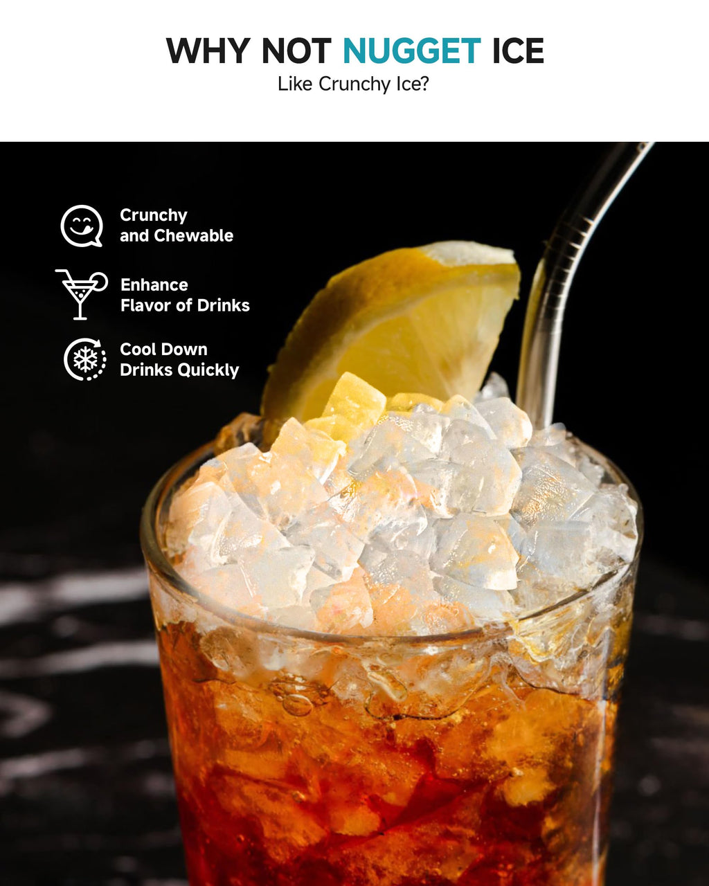 Vaso con hielo pebble EUHOMY ideal para bebidas frías
