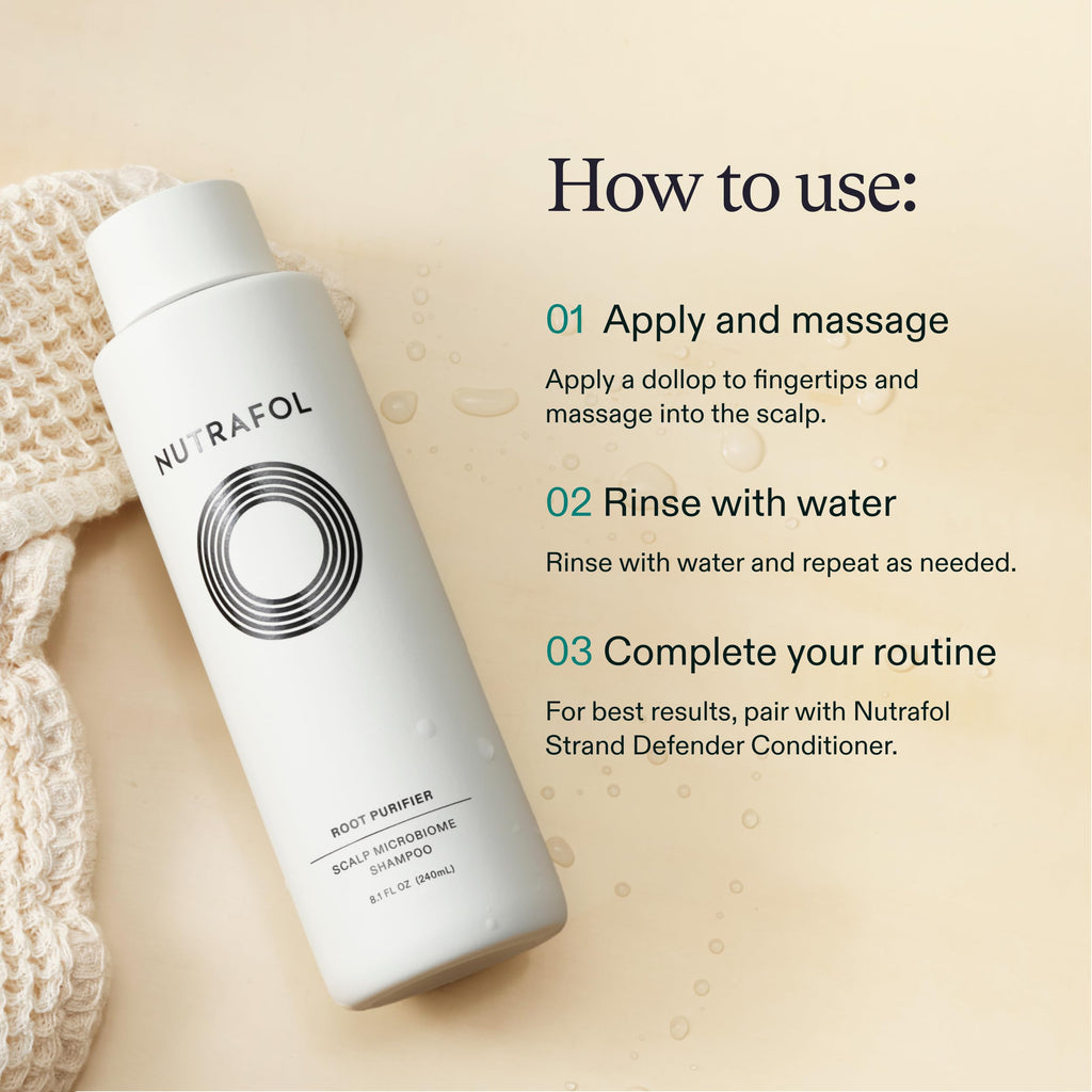 Nutrafol Root Purifier Shampoo – Limpieza Profunda, Hidratante, Anti-Caída, Aumenta Volumen y Salud del Cuero Cabelludo