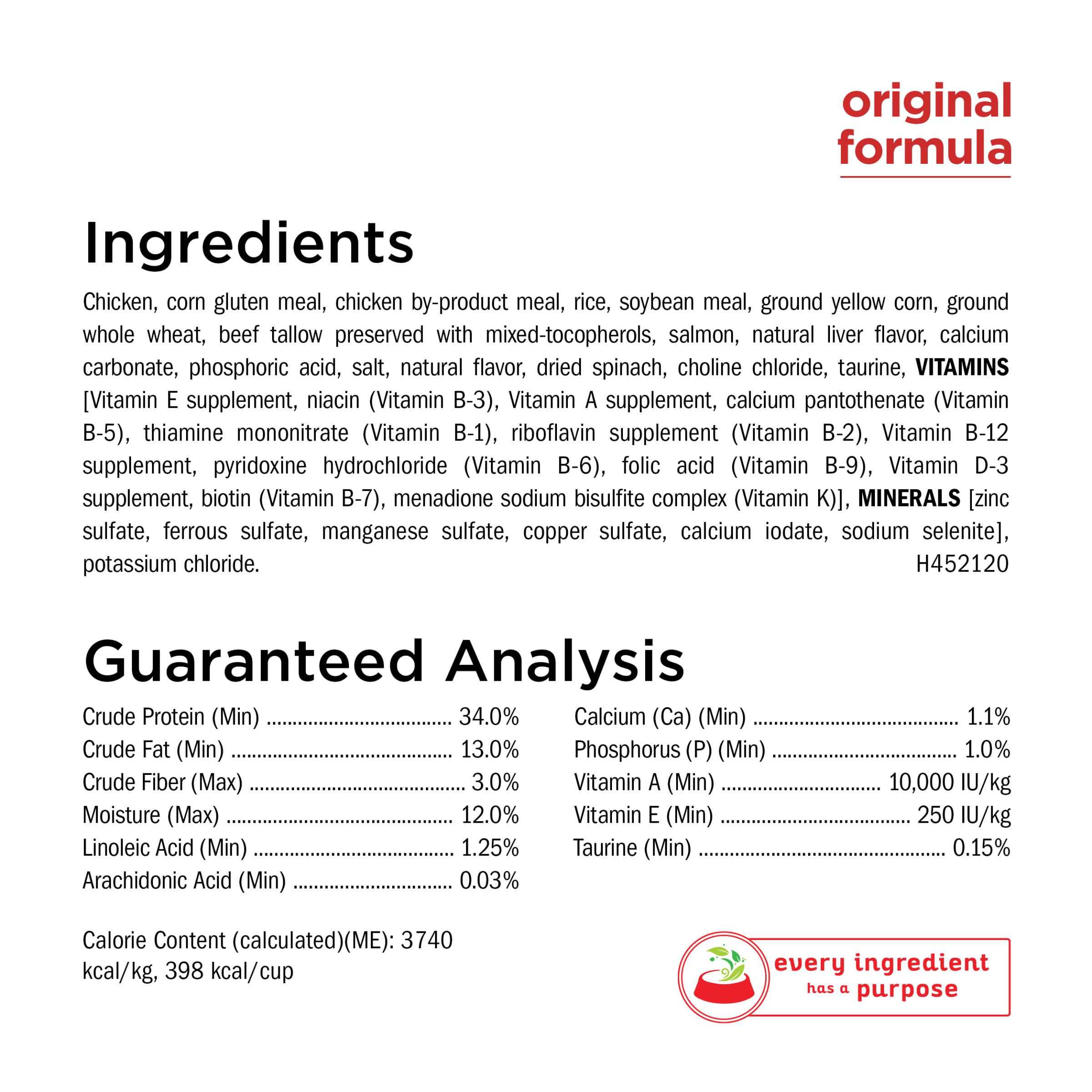 Ingredientes de Purina Cat Chow Naturals para gatos