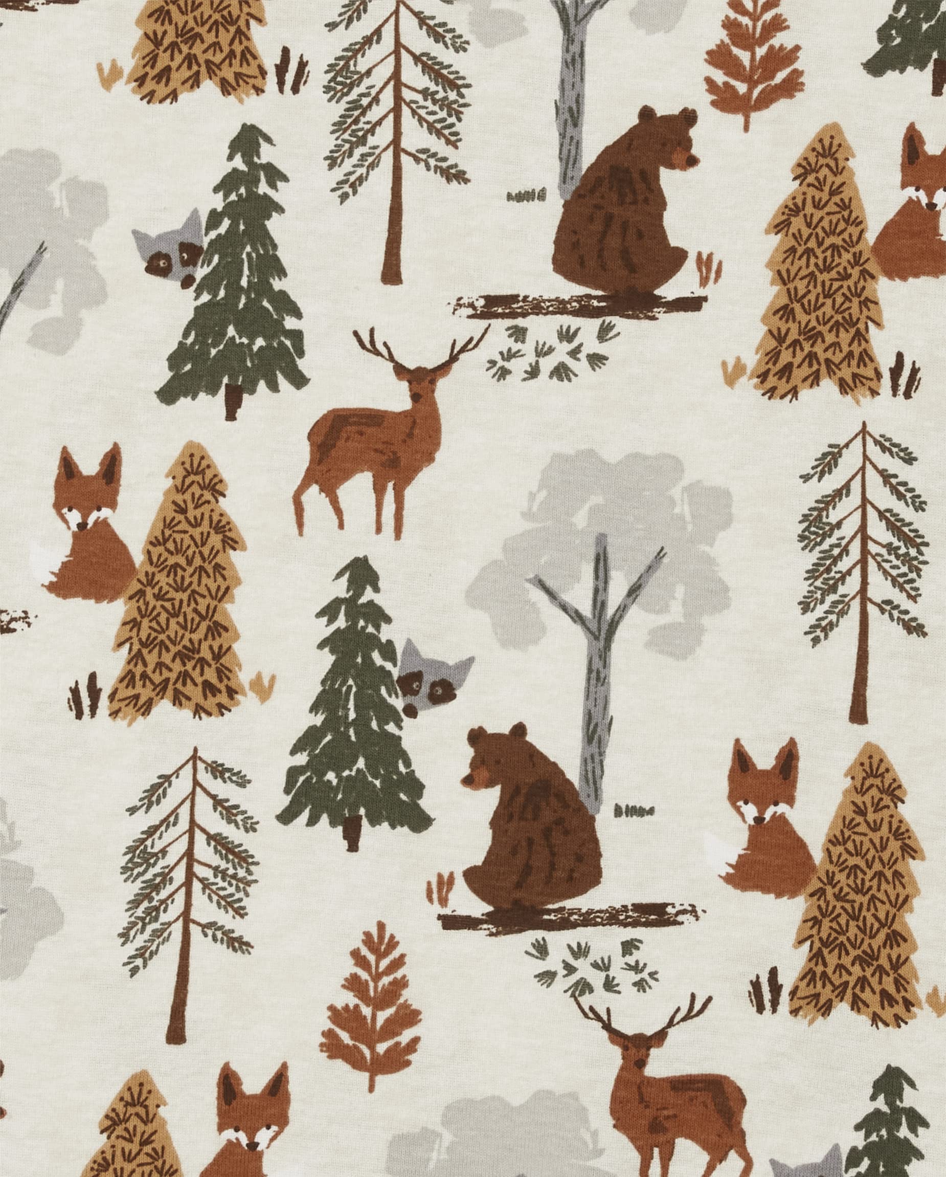 Pijama Infantil The Children’s Place – 2 Piezas, 100% Algodón, Ajuste Ceñido, Manga Larga | Estampado Woodland (Bosque y Animalitos)