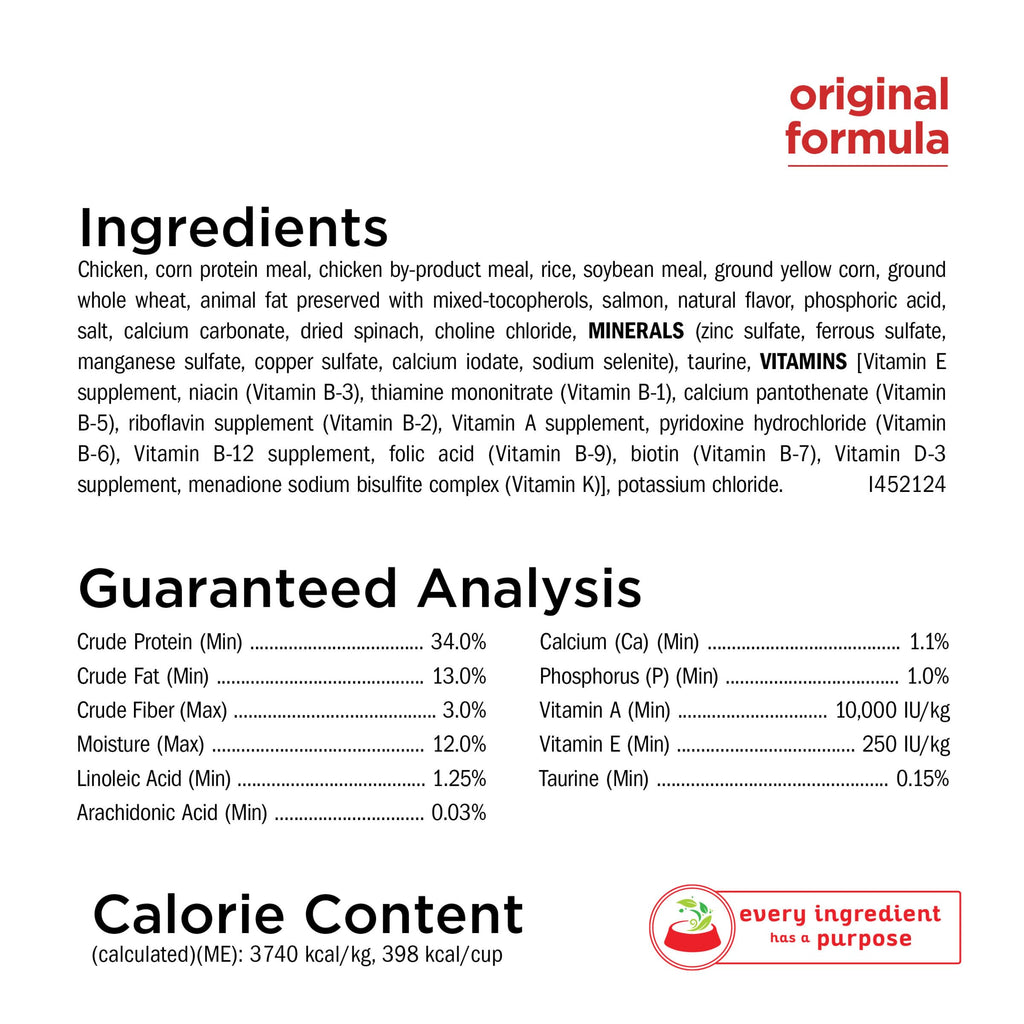 Información y ingredientes nutricional de Purina Cat Chow comida para gatos