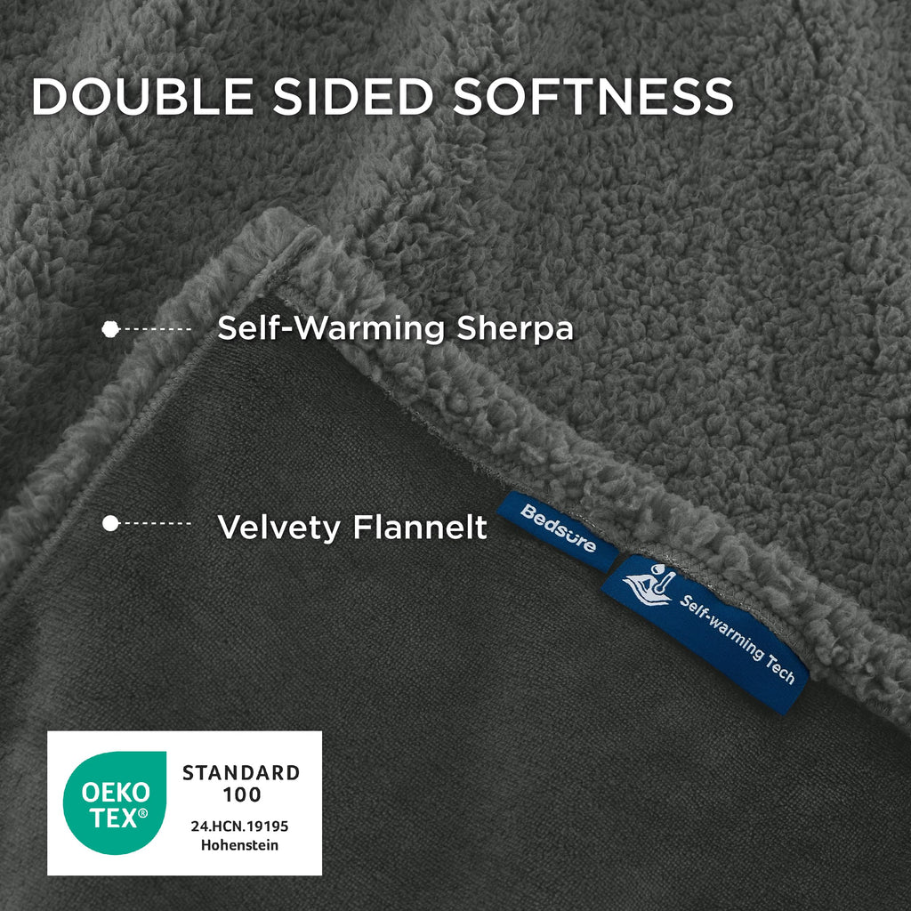 Vista de la manta impermeable Bedsure mostrando diseño reversible.